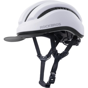 ROCKBROS Bike Helmet for Men & Women with Sun Visor Multi‑Sport Helmet(Matte White Shell Black Base)