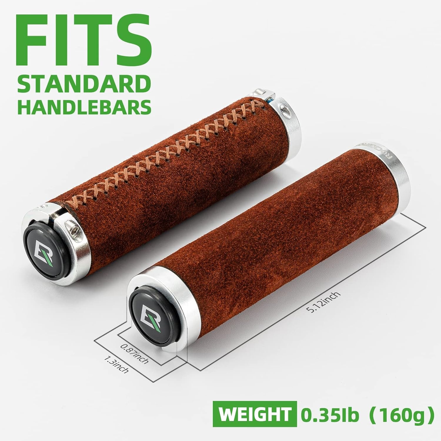 image:imageROCKBROS Bike Handlebar Grips Vintage NonSlip Double Lock onOrange BrownLeather Suede