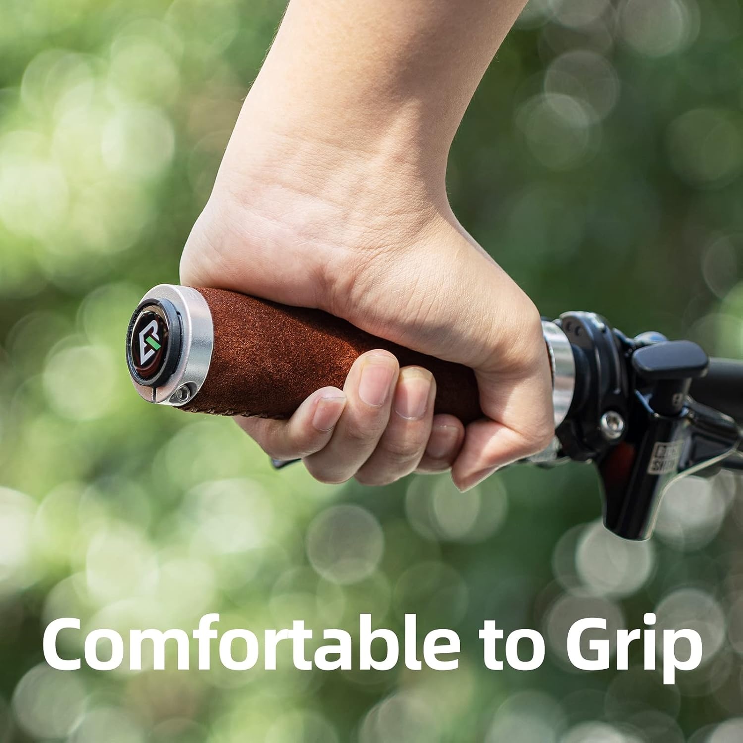 image:imageROCKBROS Bike Handlebar Grips Vintage NonSlip Double Lock onOrange BrownLeather Suede