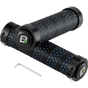 ROCKBROS Soft Bike Handle Grips，Double Lock on(Black Blue)