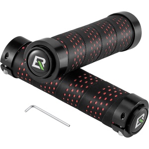 ROCKBROS Soft Bike Handle Grips，Double Lock on(Black Red)