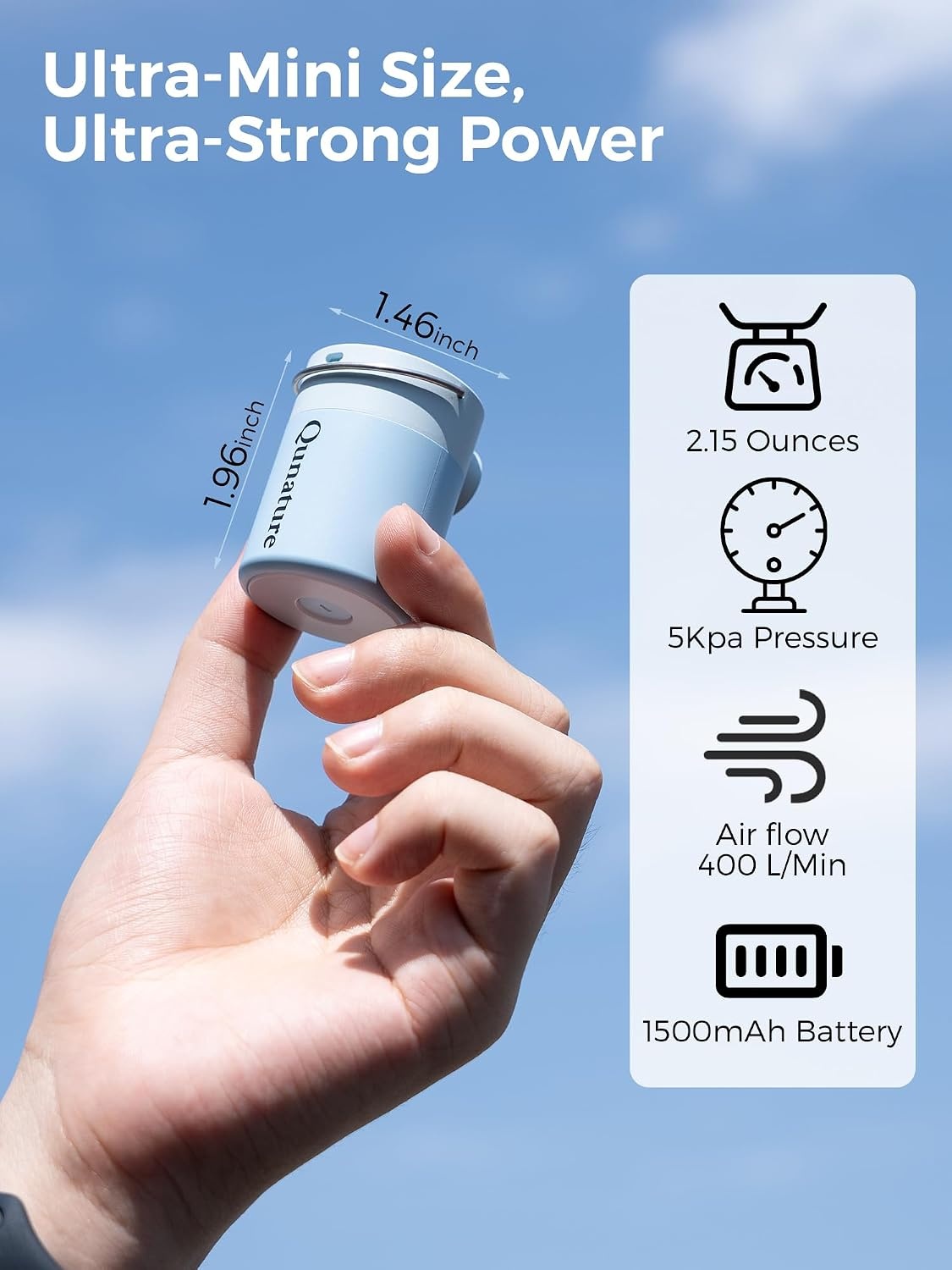 image:imageQunature Portable Air Pump Tiny Pump 30 5kPa for InflatablesBlue