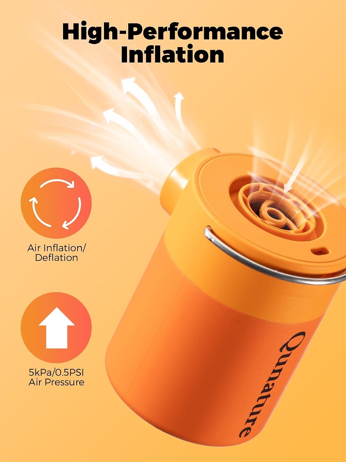 image:imageQunature Portable Air Pump Tiny Pump 30 5kPa for InflatablesOrange