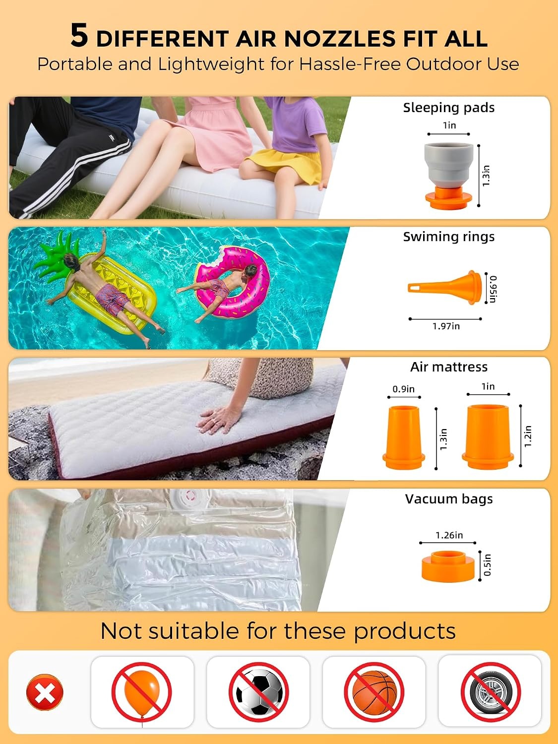 image:imageQunature Portable Air Pump Tiny Pump 30 5kPa for InflatablesOrange