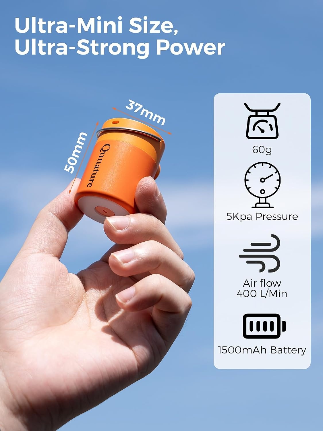 image:imageQunature Portable Air Pump Tiny Pump 30 5kPa for InflatablesOrange