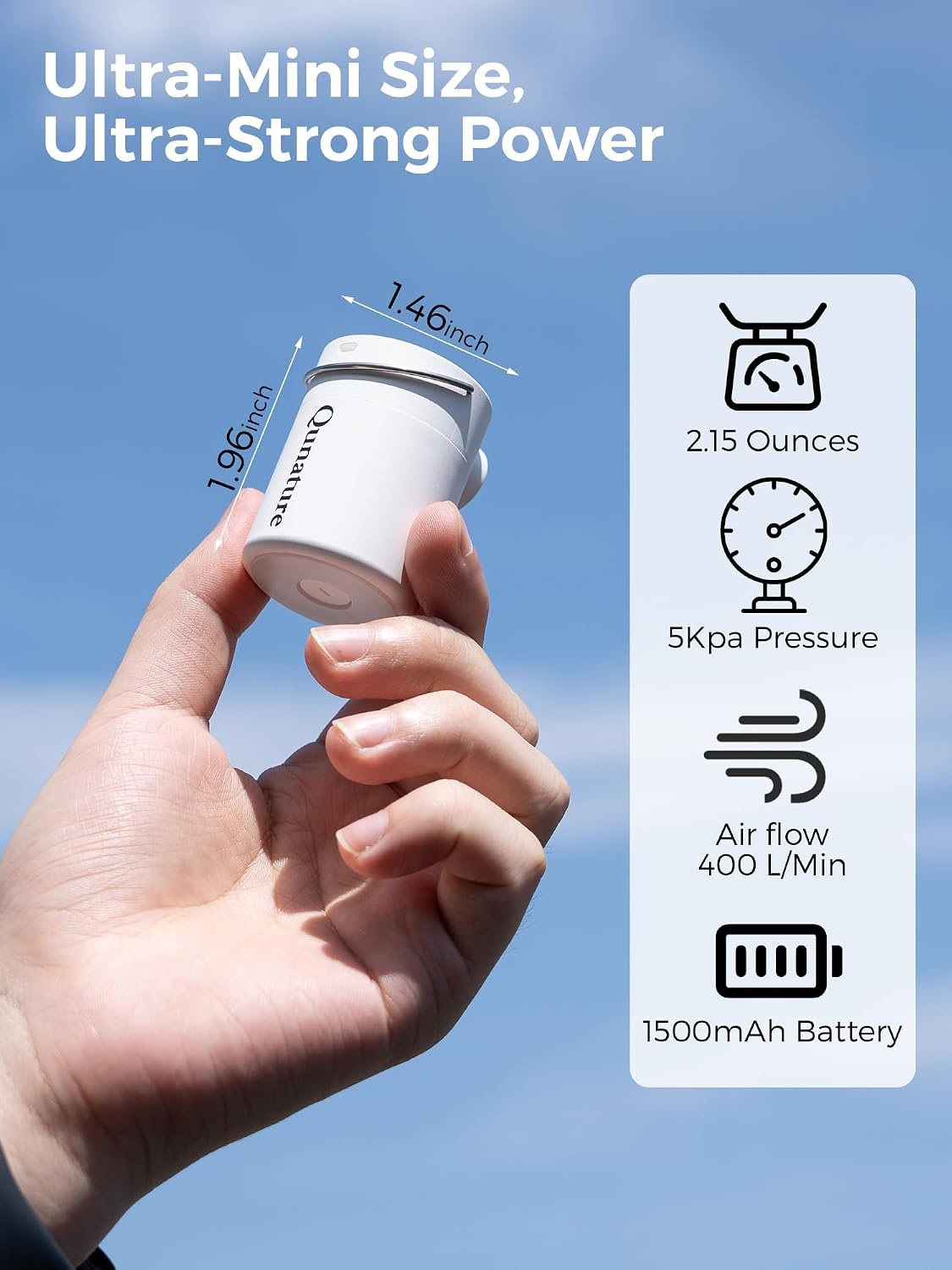 image:imageQunature Portable Air Pump Tiny Pump 30 5kPa for InflatablesWhite