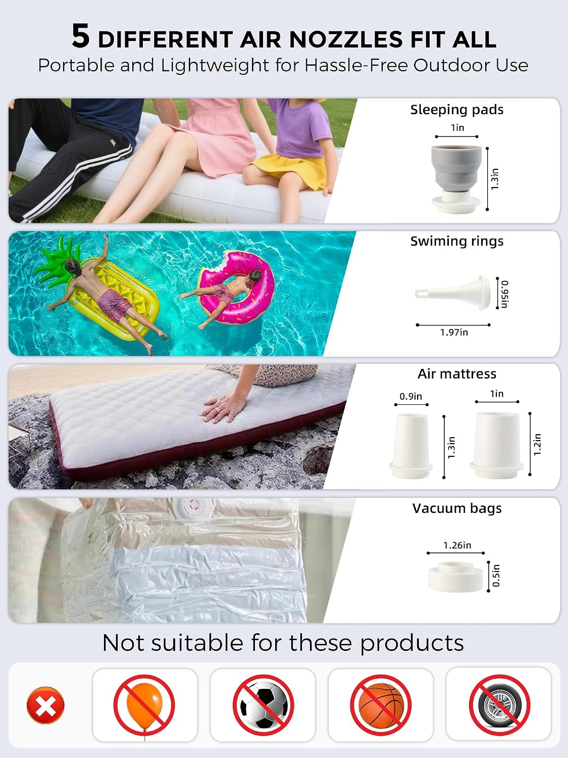 image:imageQunature Portable Air Pump Tiny Pump 30 5kPa for InflatablesWhite