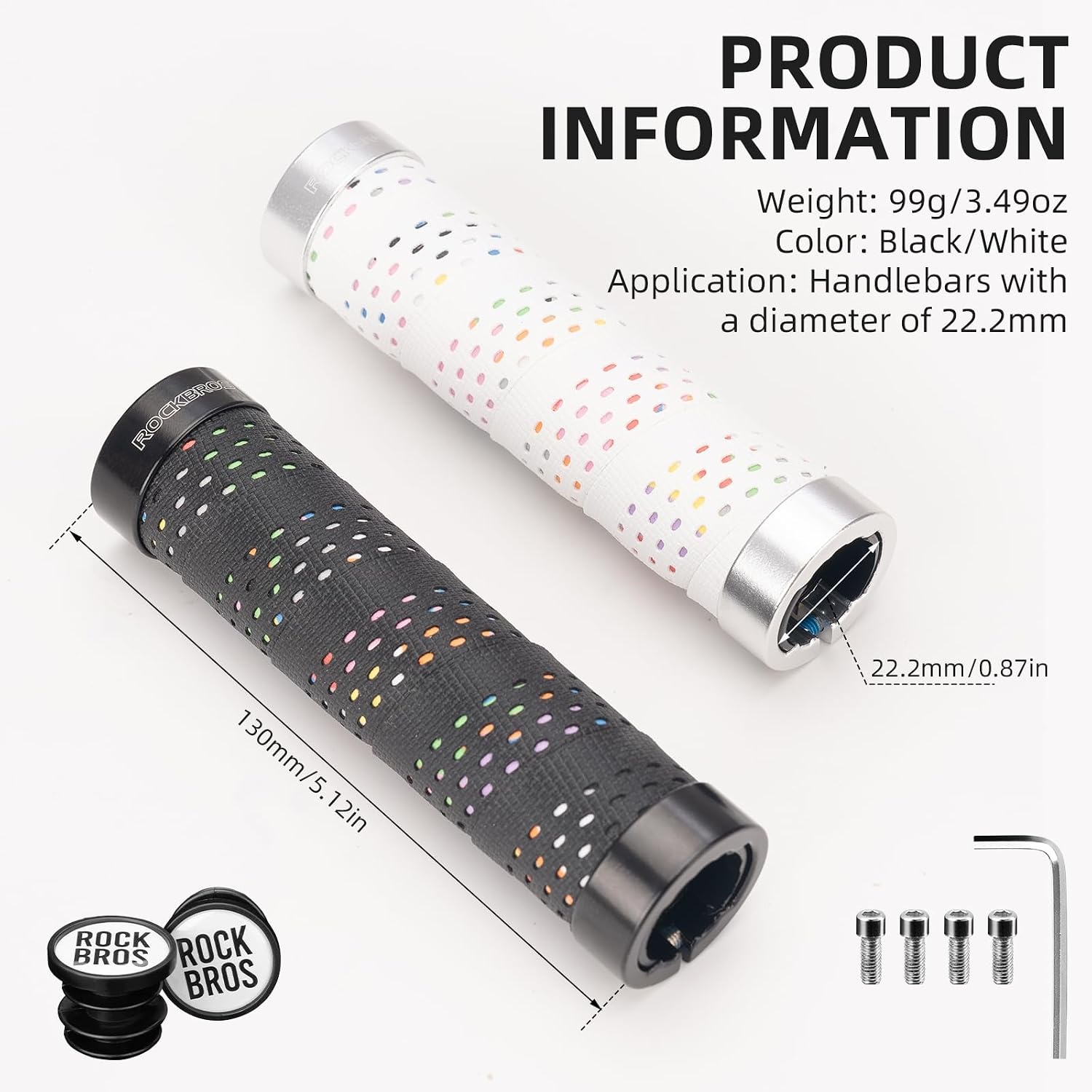 image:imageROCKBROS Bike Handlebar Grips 222 mm Handle Bar AntiSlip Grips for Bicycles Comfortable Silicone amp EVA WrapAround Handlebar Tape Design Aluminum Alloy Double Lock On with AntiDrop ScrewsBlack
