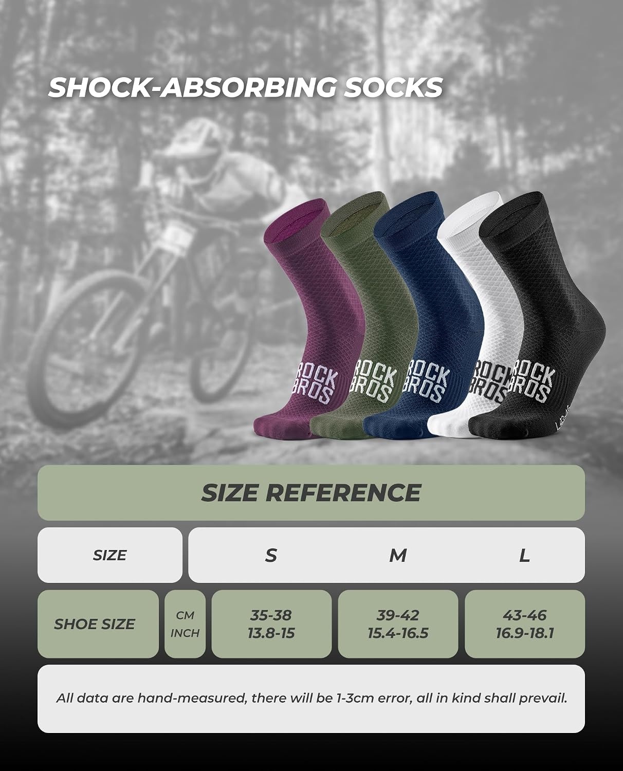 image:imageROCKBROS Cycling Socks for Men Women Bike Socks Compression Fit Tall CrewPurple1 Pair