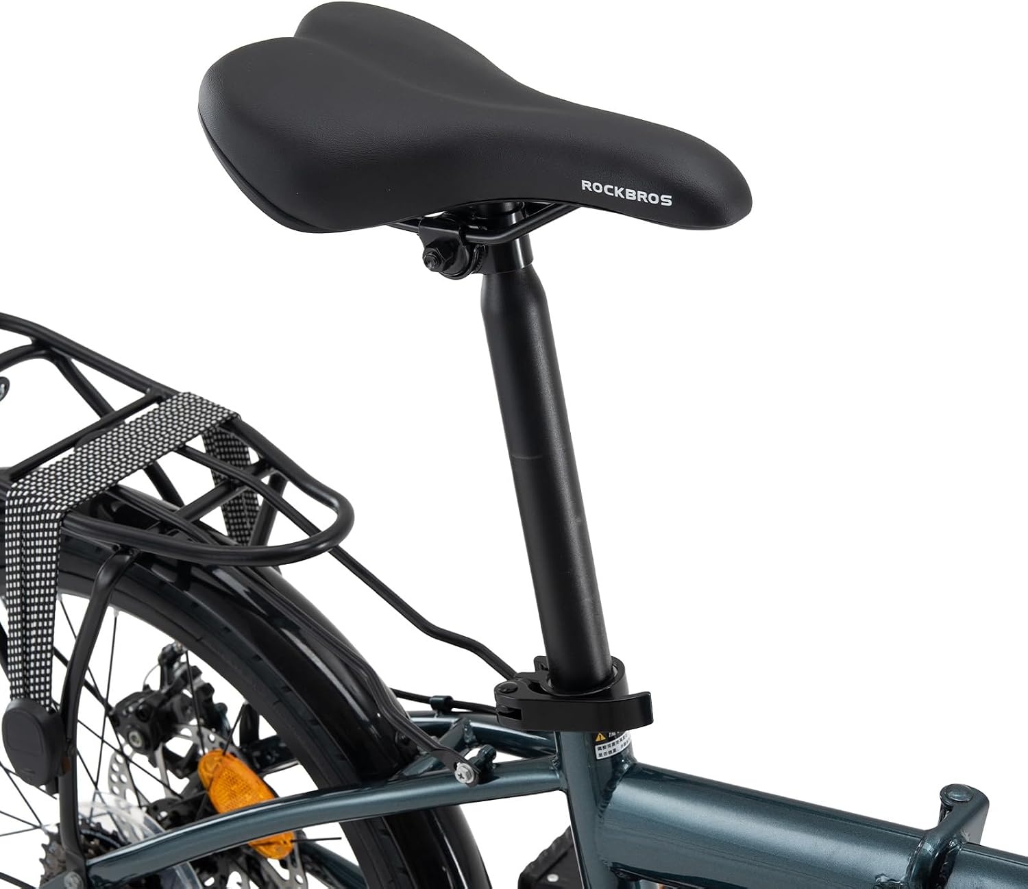 image:imageROCKBROS Folding Bike SKN 20 for Adults 7Speed Commuter City Bicycle with Shimano Drivetrain amp Dual Disc Brakes Compact Foldable Bike with Rear Cargo Rack amp Mudguards Fits Riders 4761Deep Sea Blue