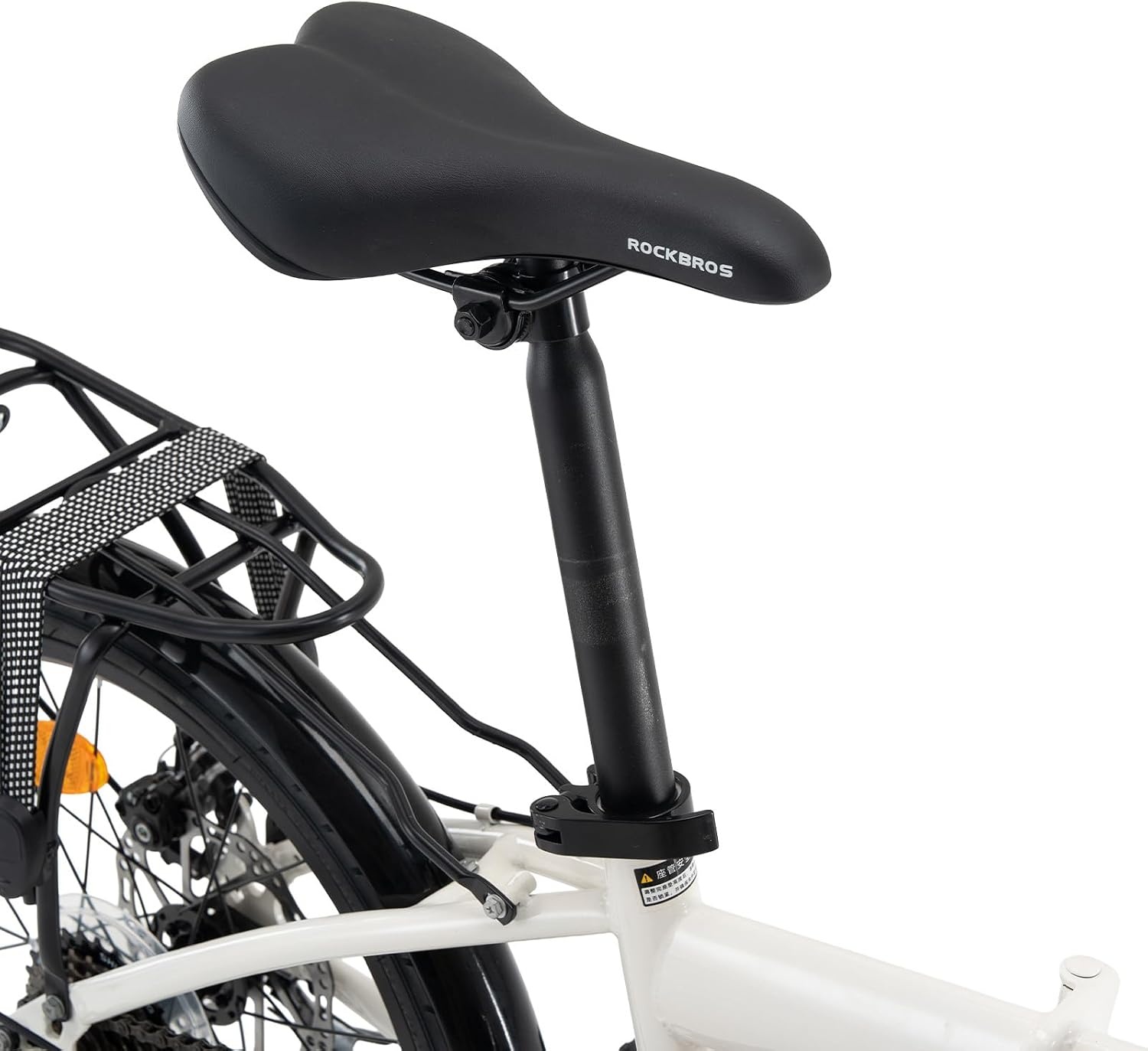 image:imageROCKBROS Folding Bike SKN 20 for Adults 7Speed Commuter City Bicycle with Shimano Drivetrain amp Dual Disc Brakes Compact Foldable Bike with Rear Cargo Rack amp Mudguards Fits Riders 4761Pearl White