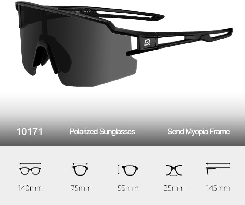image:imageROCKBROS Polarized Sports Sunglasses AntiGlare HD Cycling Sun GlassesBlack