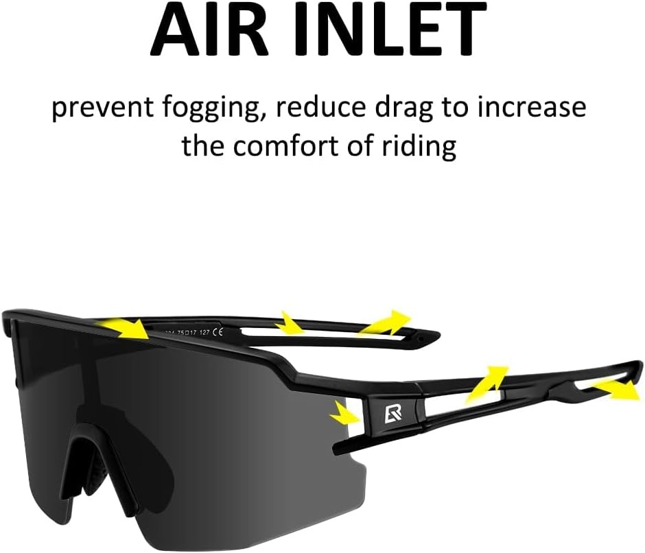 image:imageROCKBROS Polarized Sports Sunglasses AntiGlare HD Cycling Sun GlassesBlack