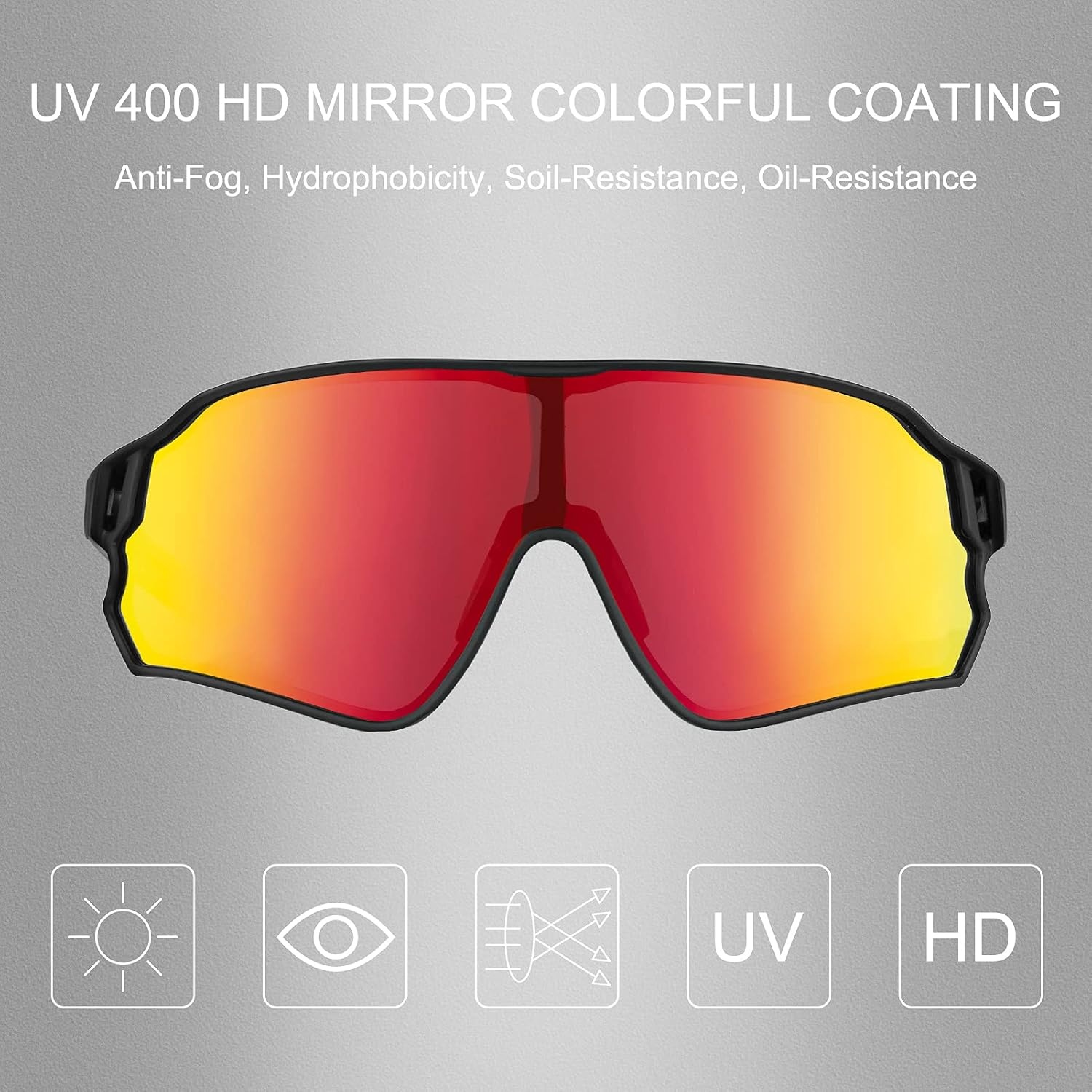image:imageROCKBROS Polarized Sports Sunglasses AntiGlare HD Cycling Sun GlassesBlack
