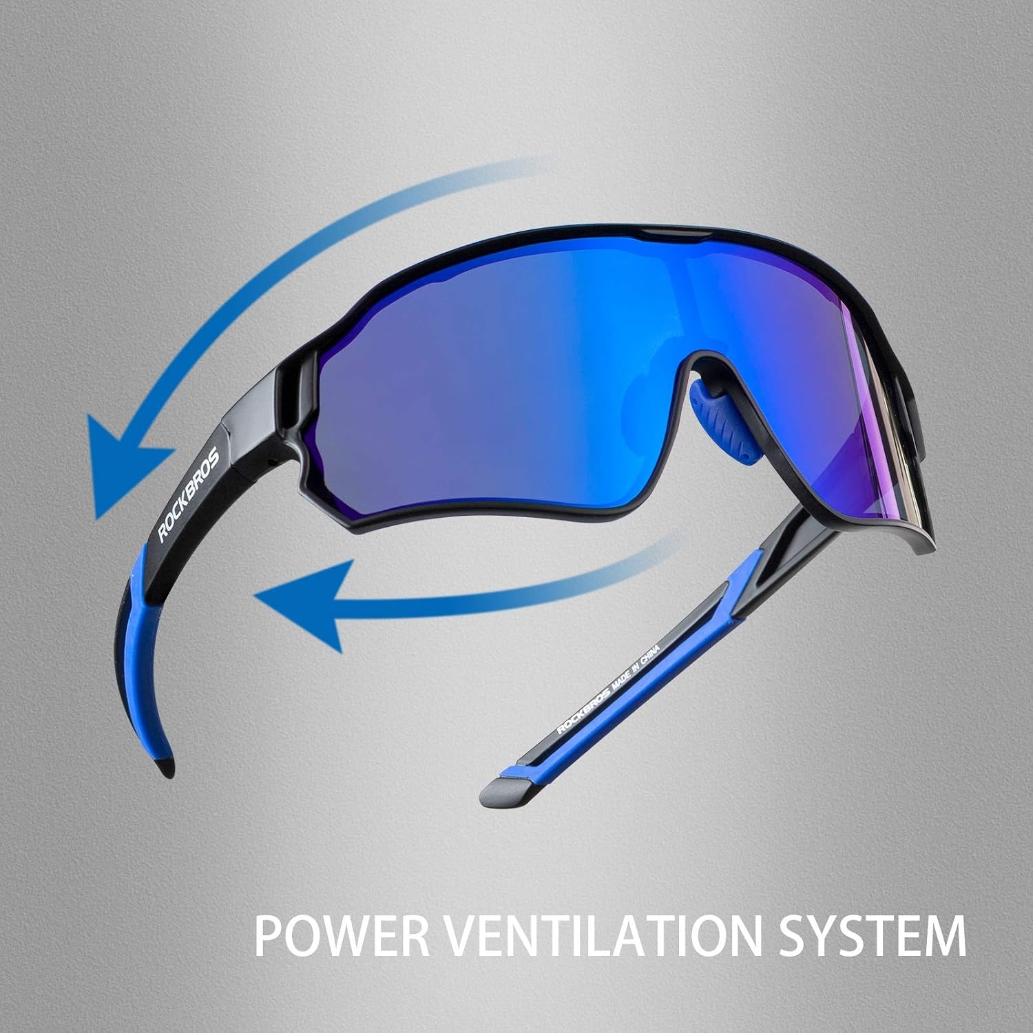 image:imageROCKBROS Polarized Sports Sunglasses AntiGlare HD Cycling Sun GlassesBlack Blue