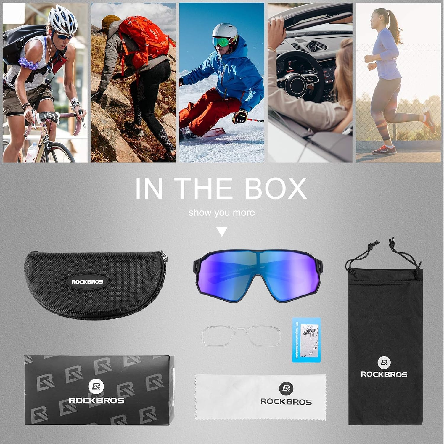 image:imageROCKBROS Polarized Sports Sunglasses AntiGlare HD Cycling Sun GlassesBlack Blue