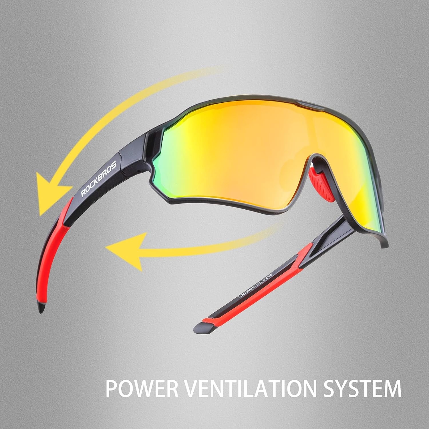 image:imageROCKBROS Polarized Sports Sunglasses AntiGlare HD Cycling Sun GlassesBlack Red