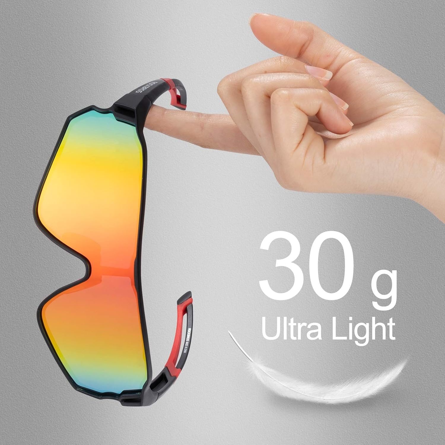 image:imageROCKBROS Polarized Sports Sunglasses AntiGlare HD Cycling Sun GlassesBlack Red