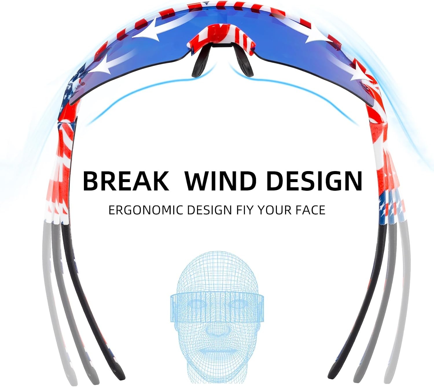 image:imageROCKBROS Polarized Sports Sunglasses AntiGlare HD Cycling Sun GlassesBlue