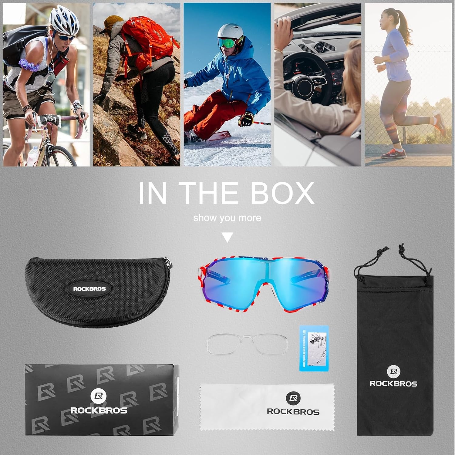 image:imageROCKBROS Polarized Sports Sunglasses AntiGlare HD Cycling Sun GlassesBlue
