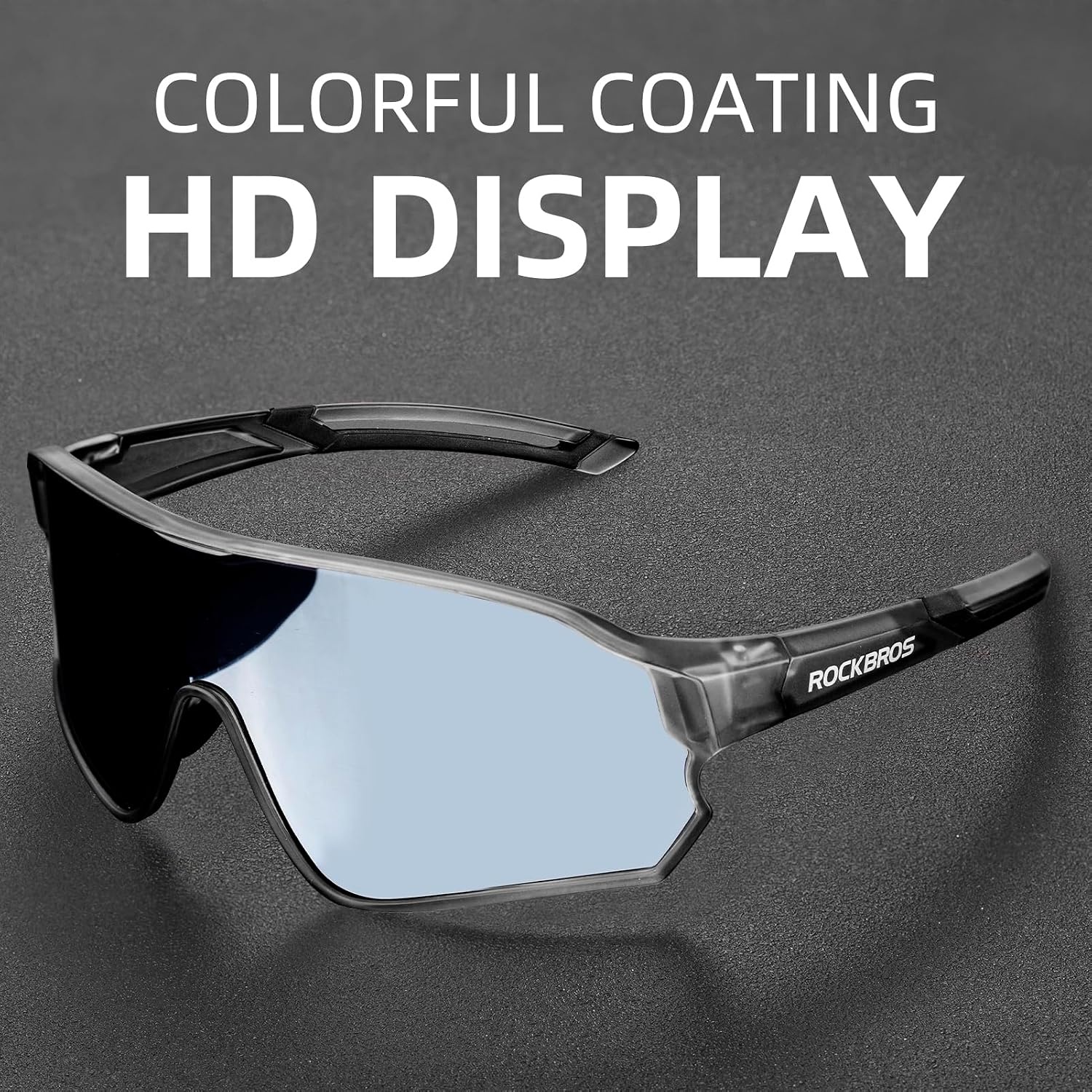 image:imageROCKBROS Polarized Sports Sunglasses AntiGlare HD Cycling Sun GlassesGray Black