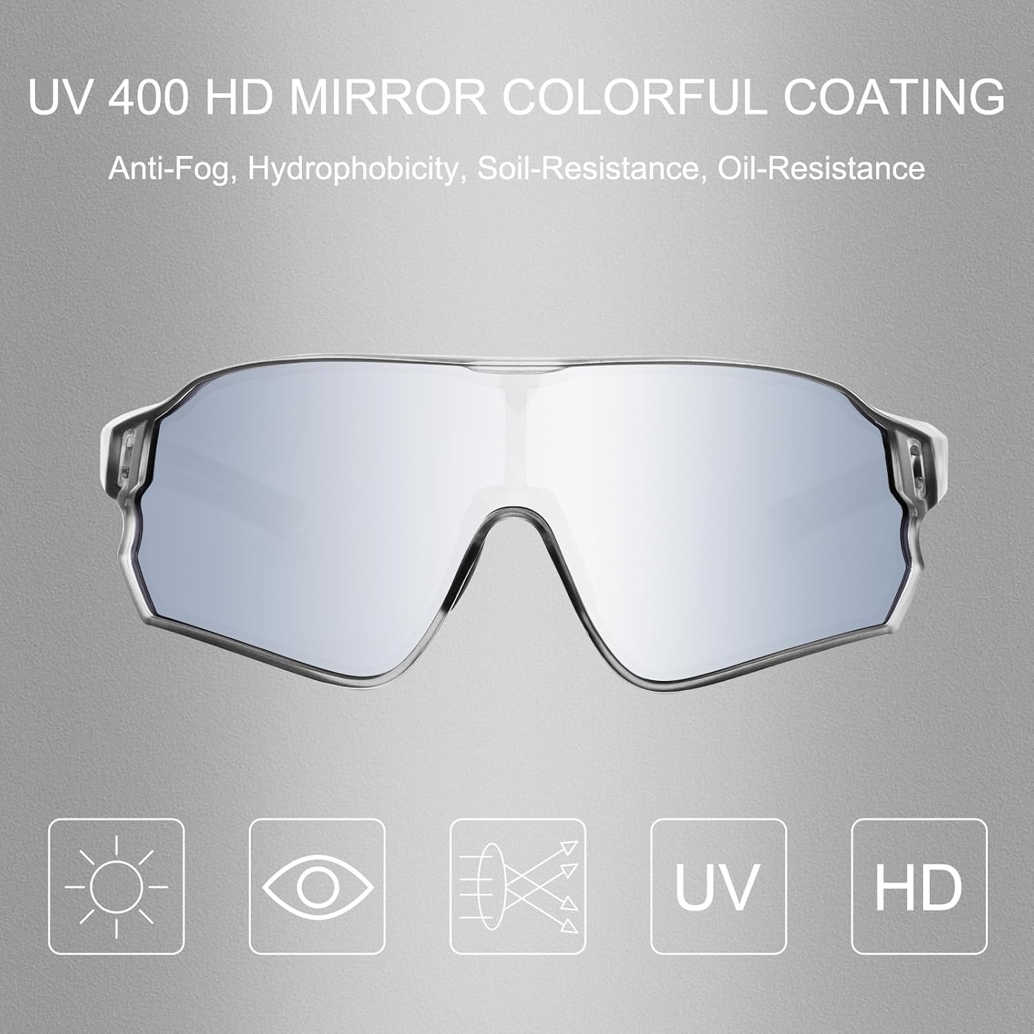 image:imageROCKBROS Polarized Sports Sunglasses AntiGlare HD Cycling Sun GlassesGray Black