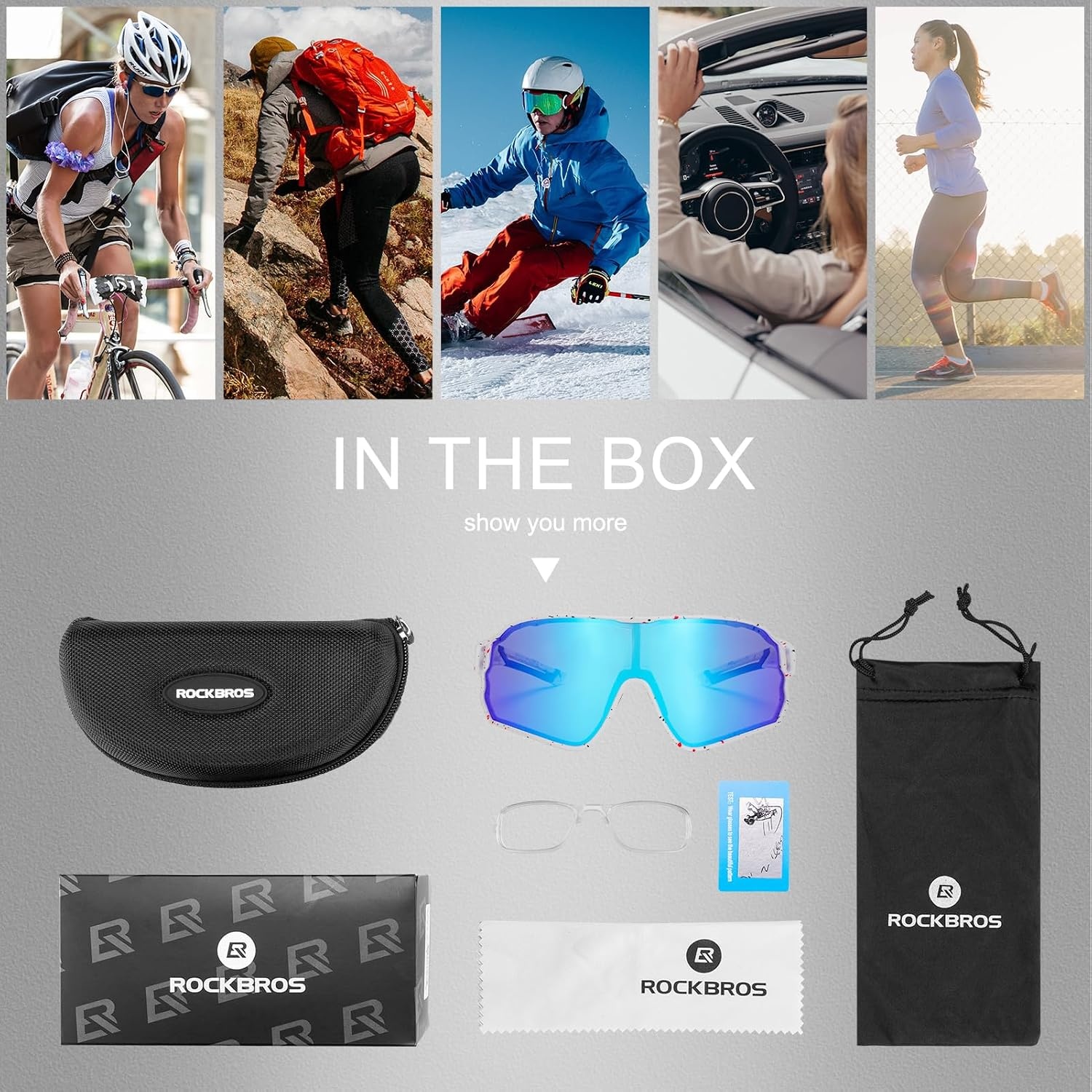 image:imageROCKBROS Polarized Sports Sunglasses AntiGlare HD Cycling Sun GlassesSpotted White
