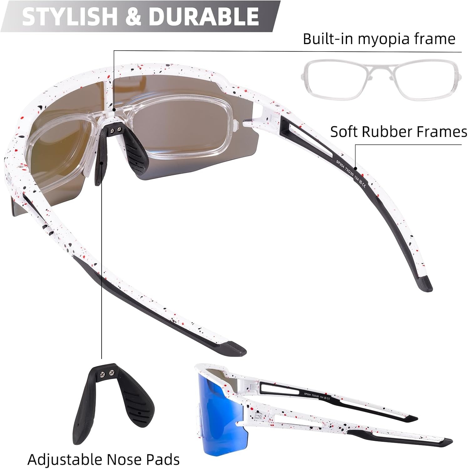 image:imageROCKBROS Polarized Sports Sunglasses AntiGlare HD Cycling Sun GlassesWhite Blue 2
