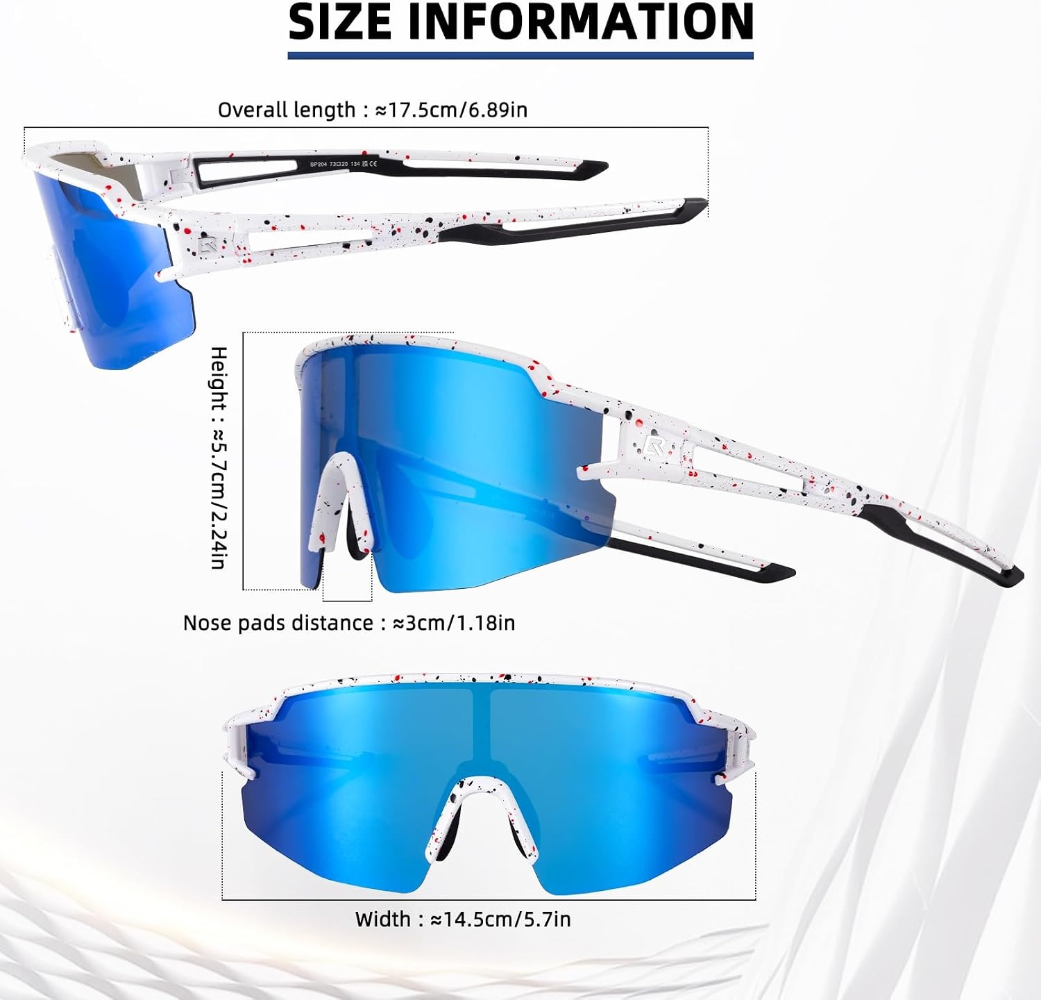image:imageROCKBROS Polarized Sports Sunglasses AntiGlare HD Cycling Sun GlassesWhite Blue 2