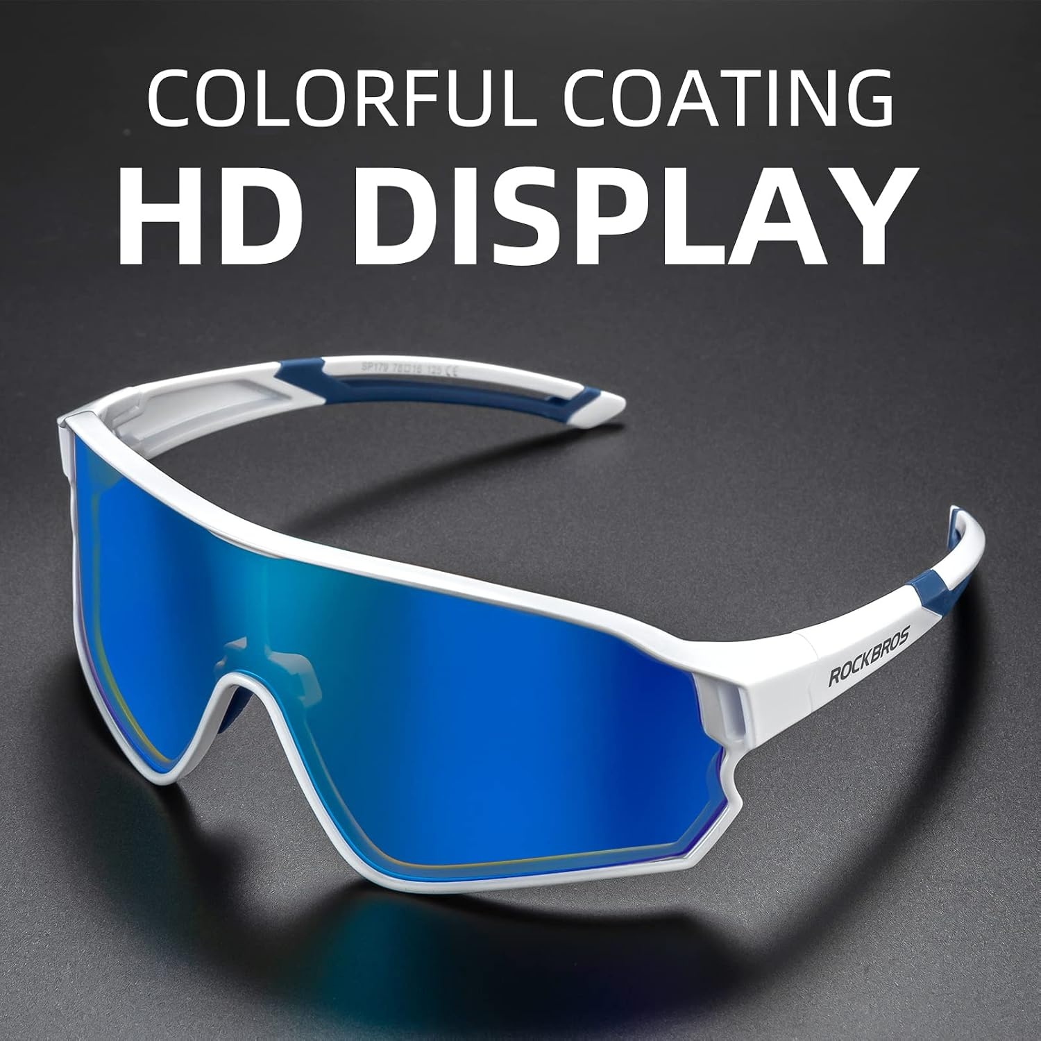 image:imageROCKBROS Polarized Sports Sunglasses AntiGlare HD Cycling Sun GlassesWhite Blue
