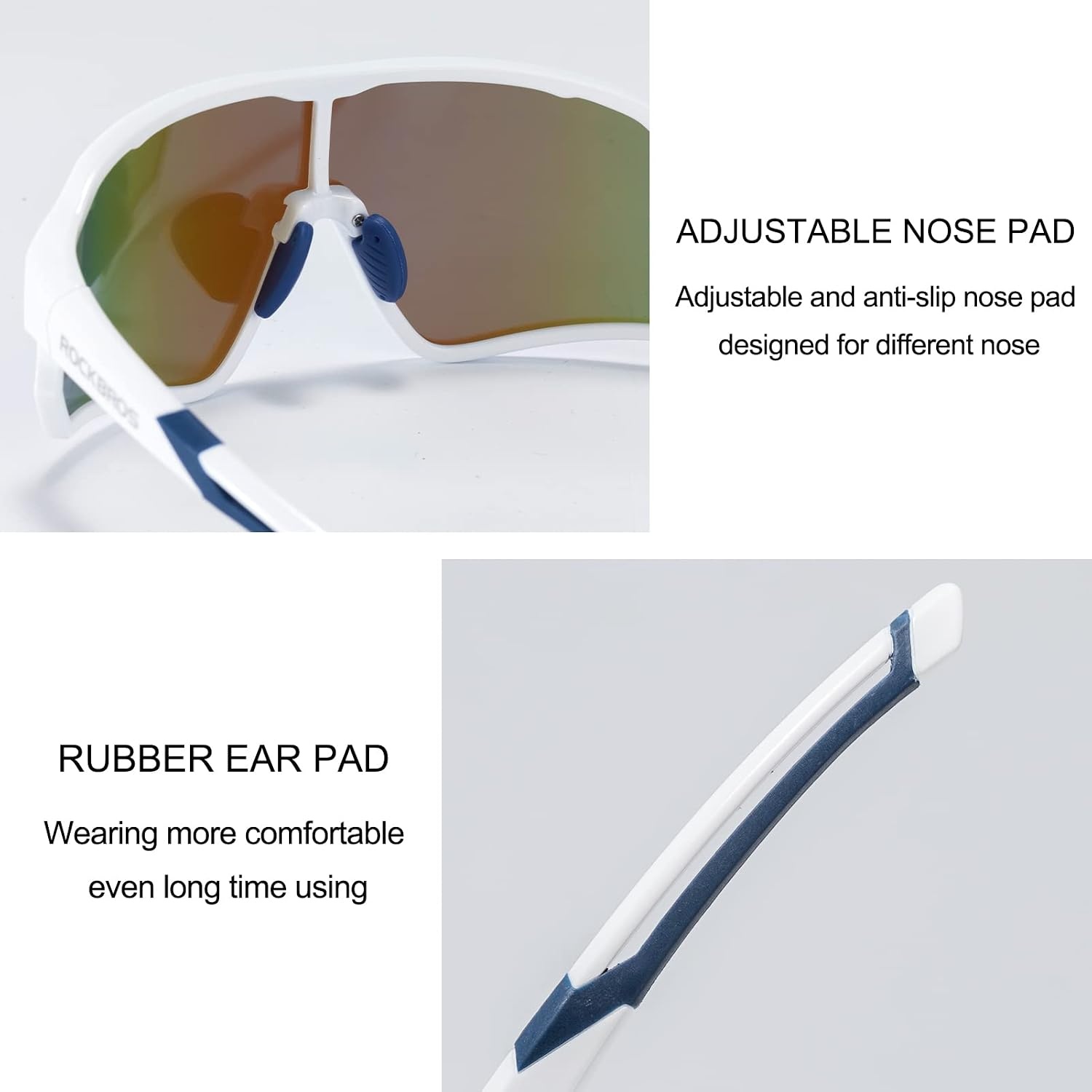 image:imageROCKBROS Polarized Sports Sunglasses AntiGlare HD Cycling Sun GlassesWhite Blue