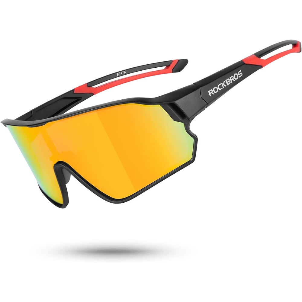 image:imageROCKBROS Polarized Sports Sunglasses AntiGlare HD Cycling Sun GlassesBlack Red