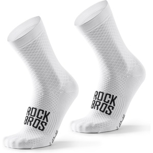 ROCKBROS Cycling Socks for Men Women Bike Socks, Compression Fit, Tall Crew(White-1 Pair)