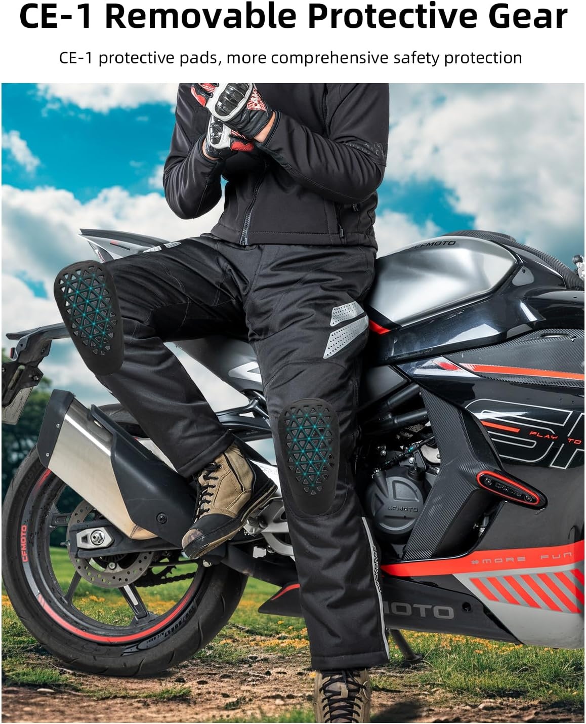 image:imageROCKBROS Winter Motorcycle Pants with Armor Motorcycle Riding Pants CE 1 Detachable Armored PantBlack