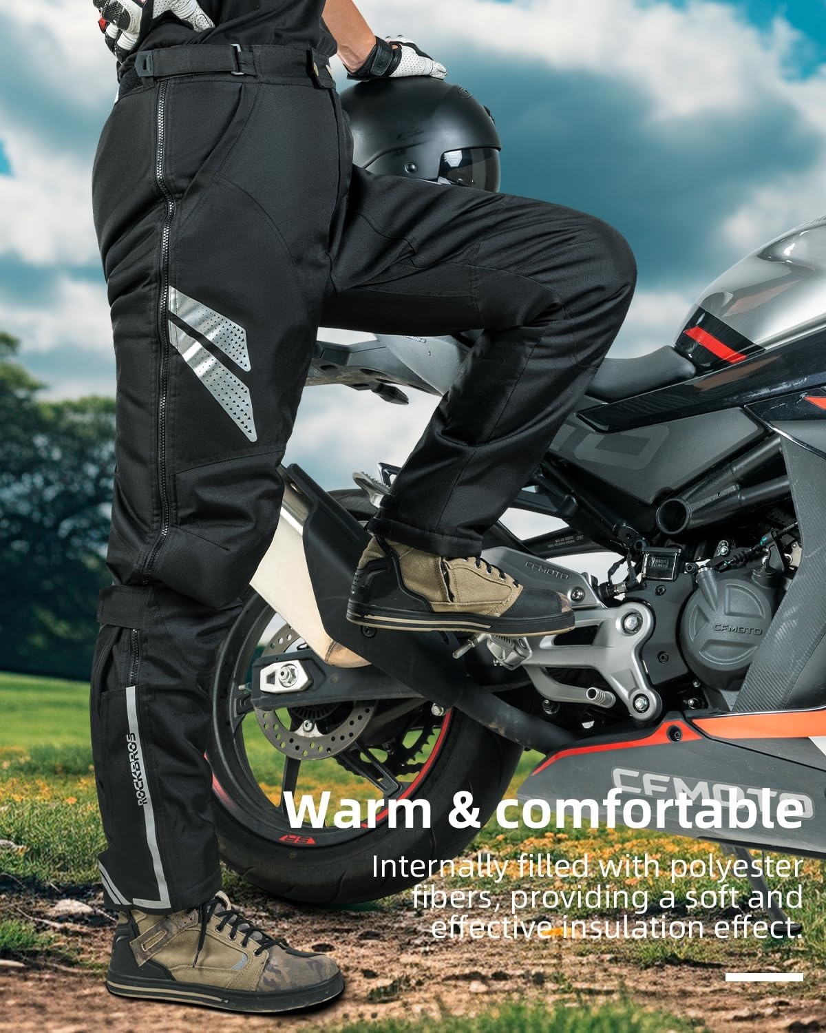 image:imageROCKBROS Winter Motorcycle Pants with Armor Motorcycle Riding Pants CE 1 Detachable Armored PantBlack