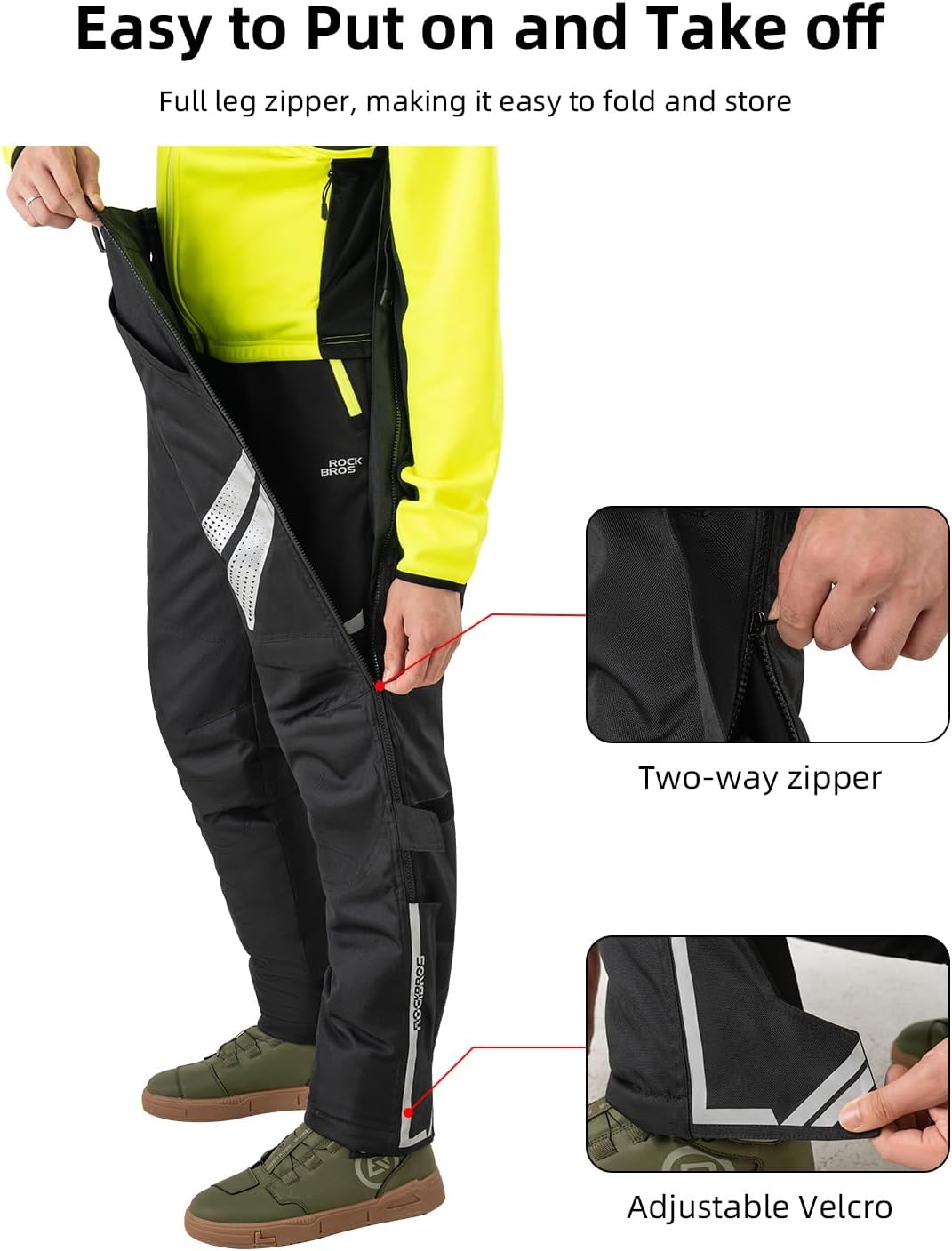 image:imageROCKBROS Winter Motorcycle Pants with Armor Motorcycle Riding Pants CE 1 Detachable Armored PantBlack