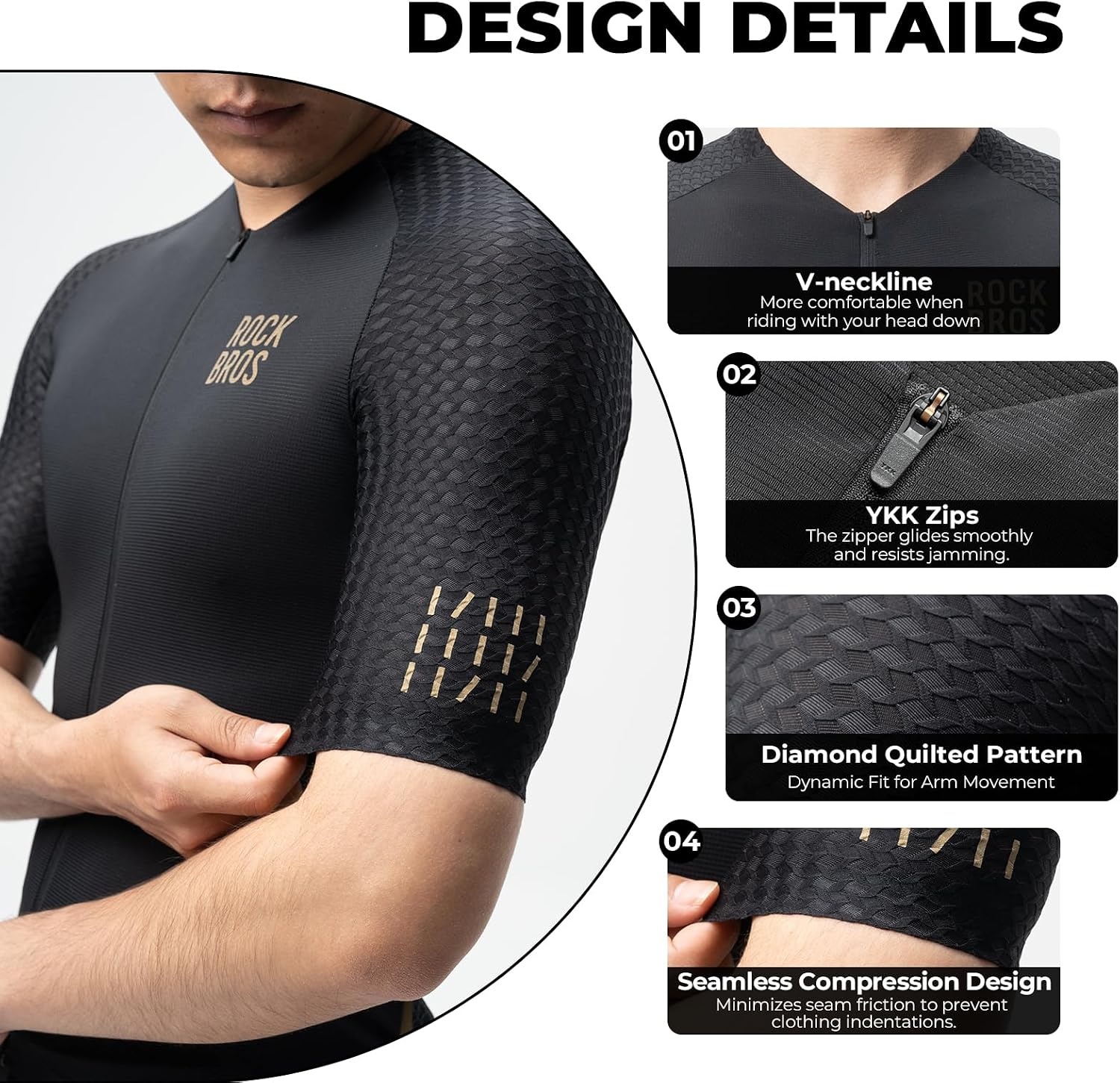 image:imageROCKBROS Cycling Jersey Men QuickDry Relaxed Fit Model Short SleeveBlack