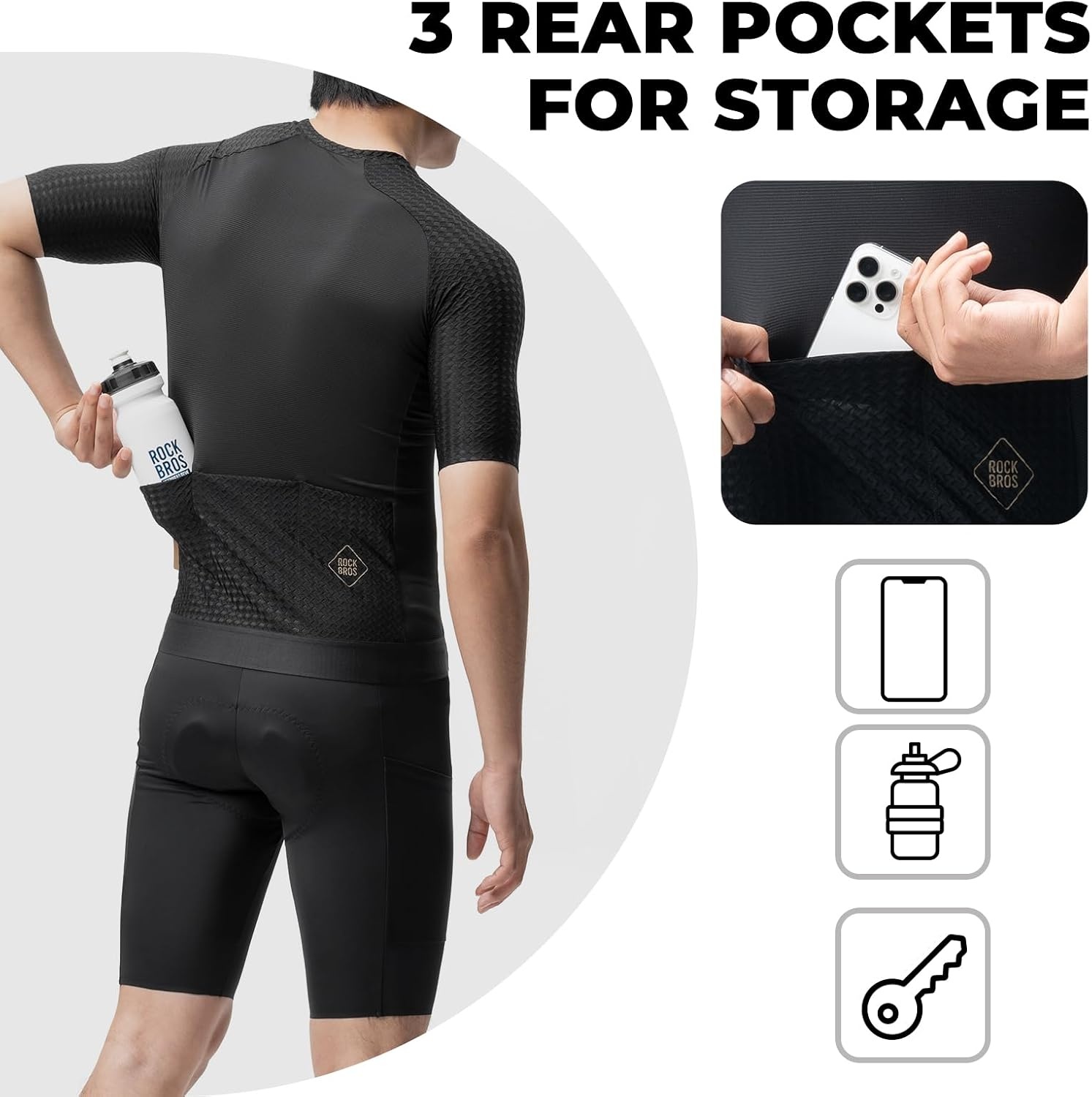 image:imageROCKBROS Cycling Jersey Men QuickDry Relaxed Fit Model Short SleeveBlack