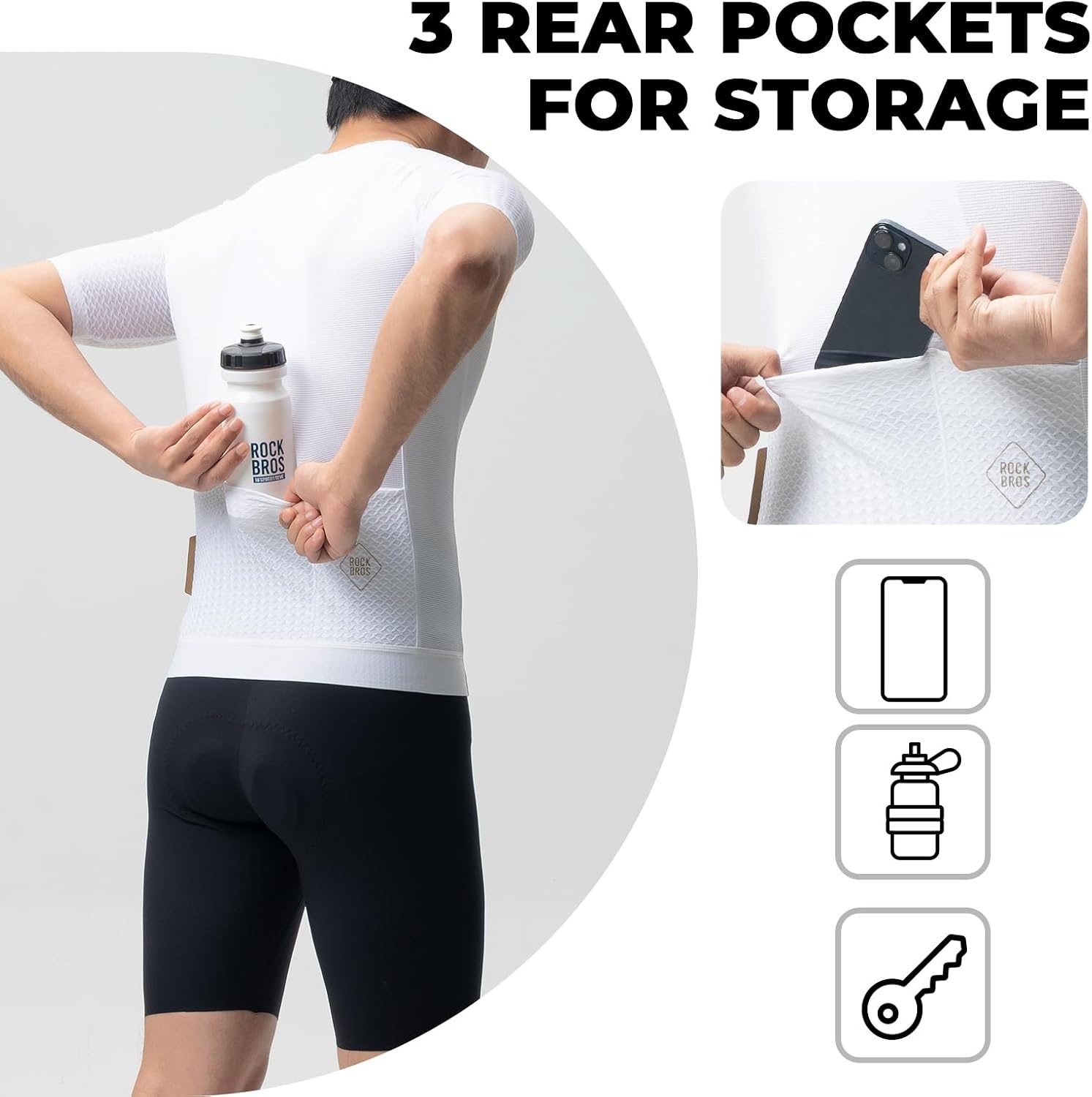 image:imageROCKBROS Cycling Jersey Men QuickDry Relaxed Fit Model Short SleeveWhite