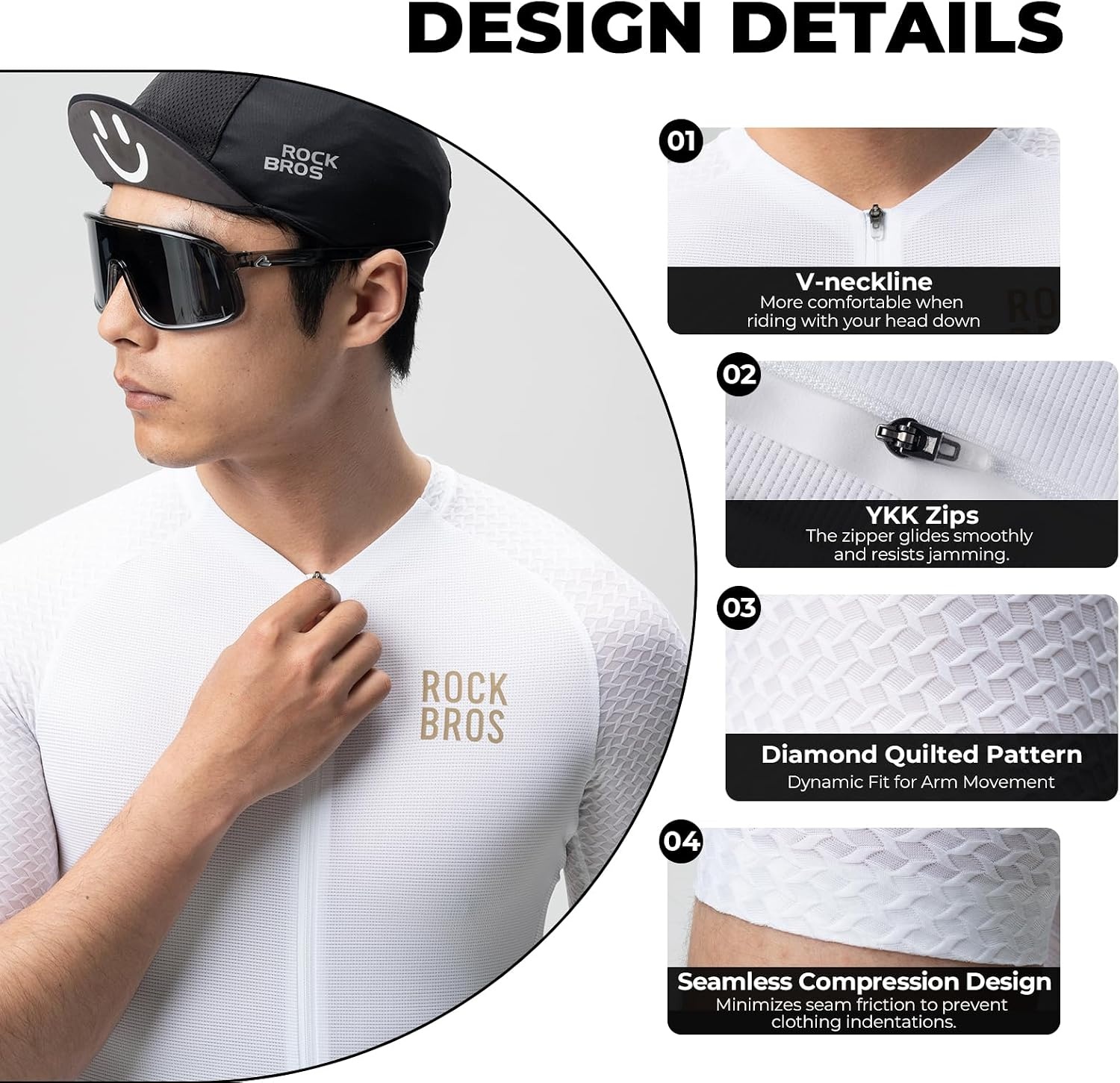 image:imageROCKBROS Cycling Jersey Men QuickDry Relaxed Fit Model Short SleeveWhite