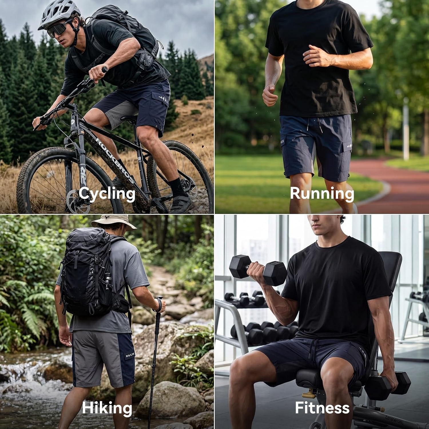 image:imageROCKBROS Mens Padded MTB Shorts with 4D Chamois Detachable Liner