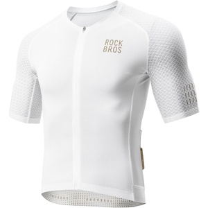 ROCKBROS Cycling Jersey Men Quick-Dry Relaxed Fit Model Short Sleeve(White)