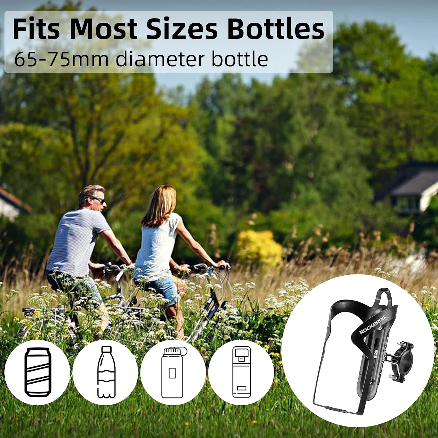 image:imageROCKBROS Bike Cup Holder2in1 Bicycle Bottle BracketBlack
