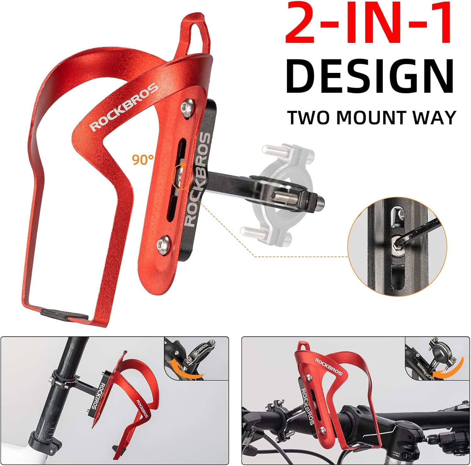 image:imageROCKBROS Bike Cup Holder2in1 Bicycle Bottle BracketOrange