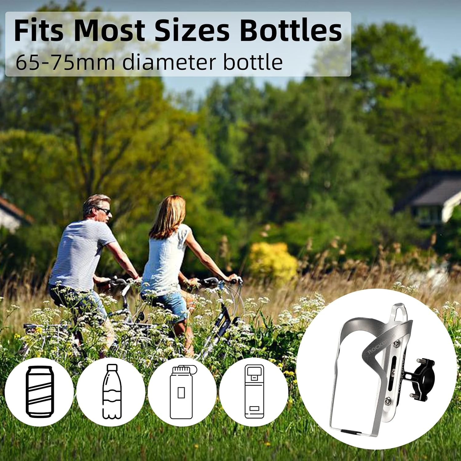 image:imageROCKBROS Bike Cup Holder2in1 Bicycle Bottle BracketSliver