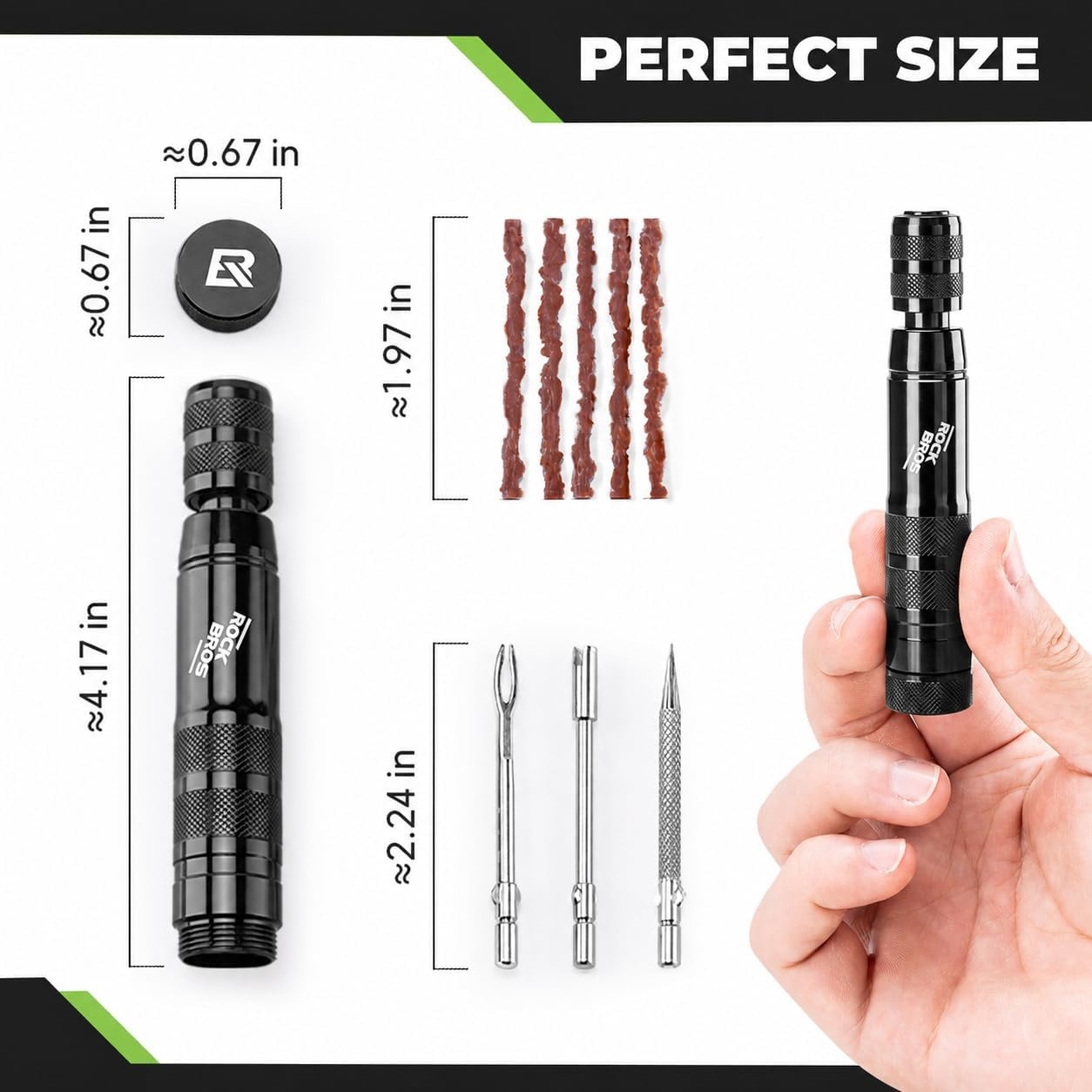 image:imageROCKBROS Bike Repair Kit Cycling Tubeless Tire Repair Kit for Mountain Bike and Road BicycleBlack