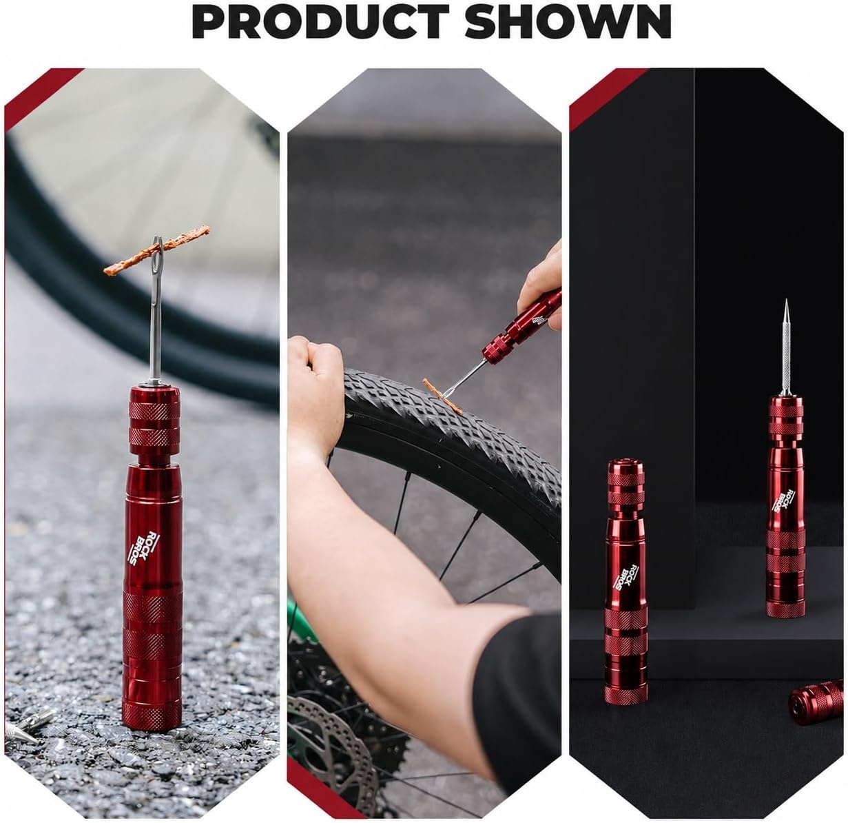 image:imageROCKBROS Bike Repair Kit Cycling Tubeless Tire Repair Kit for Mountain Bike and Road BicycleRed