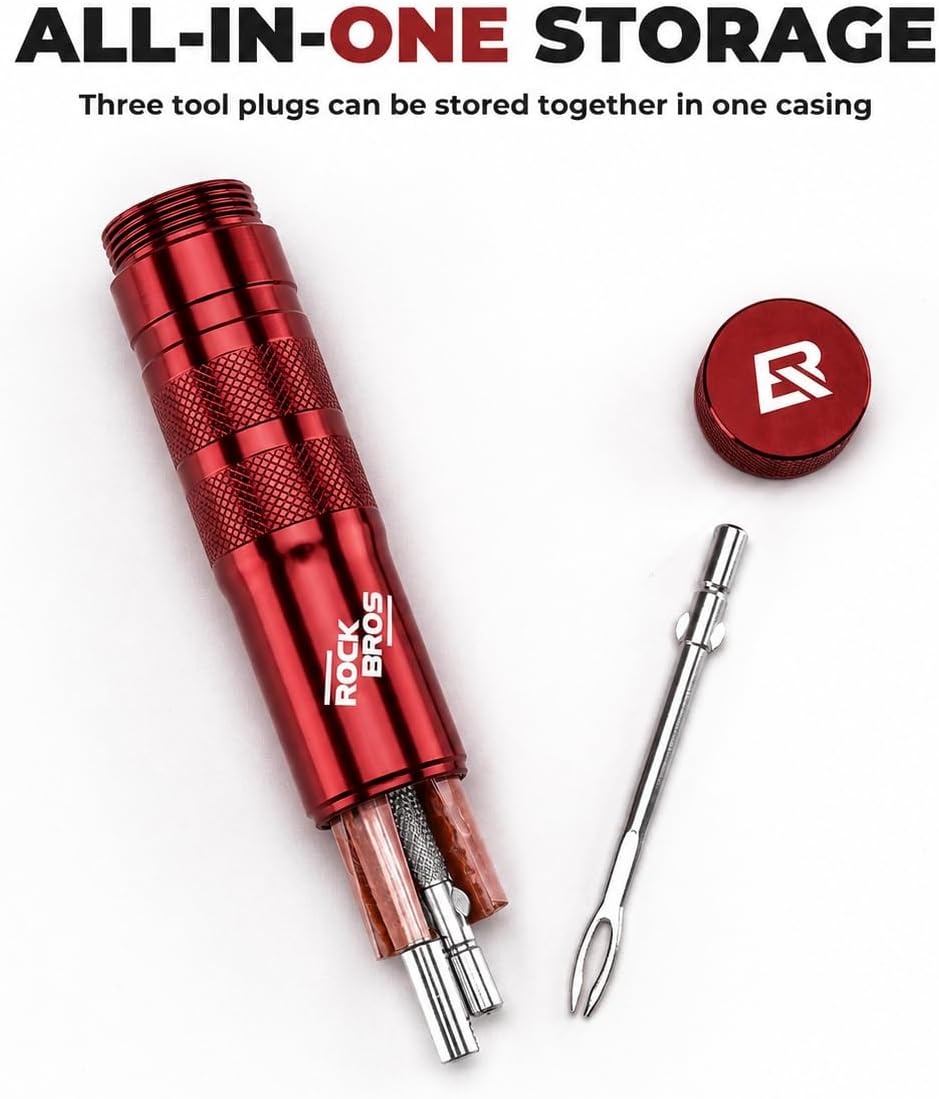 image:imageROCKBROS Bike Repair Kit Cycling Tubeless Tire Repair Kit for Mountain Bike and Road BicycleRed