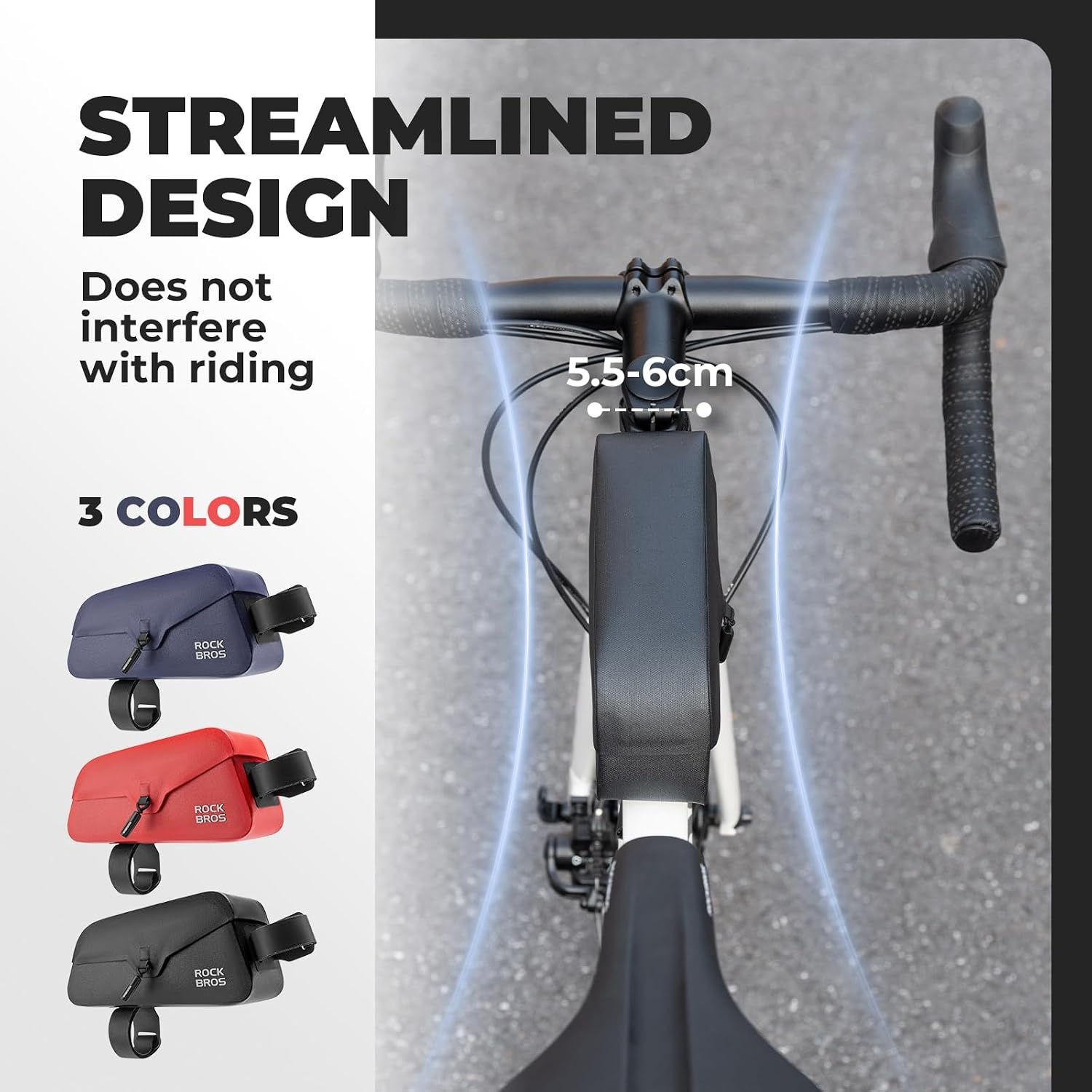 image:imageROCKBROS Waterproof Bike Frame Bag with Magnetic FlapBLACKL