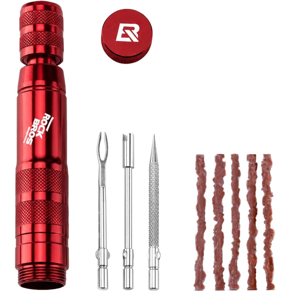 image:imageROCKBROS Bike Repair Kit Cycling Tubeless Tire Repair Kit for Mountain Bike and Road BicycleRed
